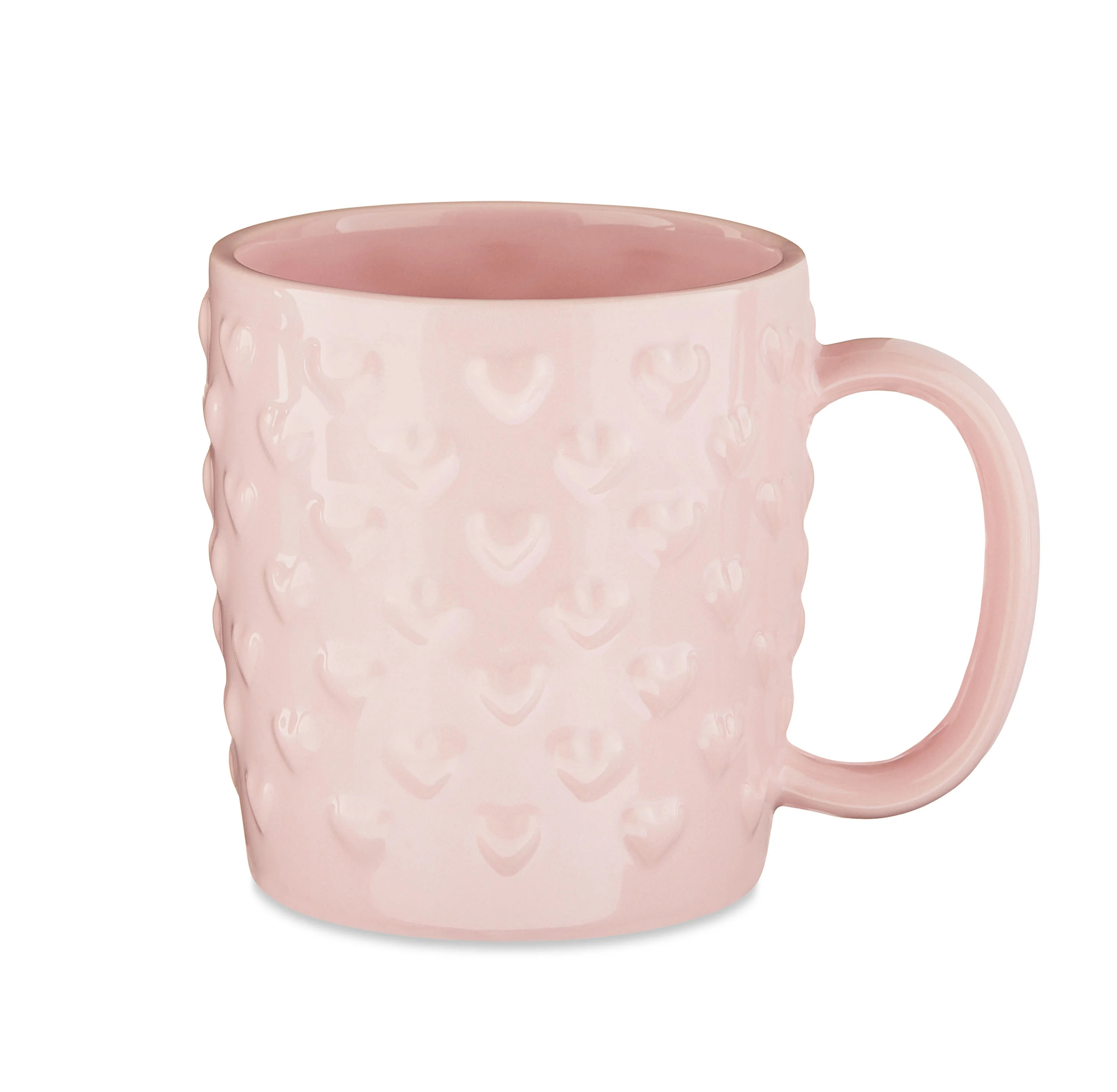 15-Oz Pink Embossed Heart Glazed Earthenware Ceramic Mug - Way to Celebrate | Walmart (US)