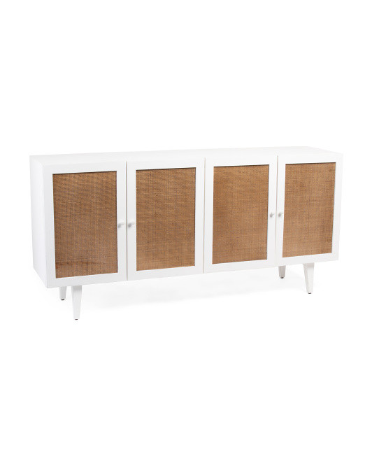 70in Potenza Reclaimed Pine Wood Sideboard With Rattan Doors | TJ Maxx