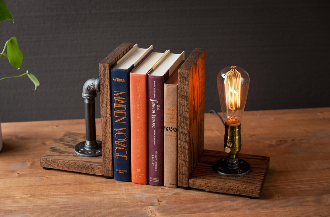 Desk Organizer Bookends Lamp/rustic Decor/industrial - Etsy | Etsy (US)