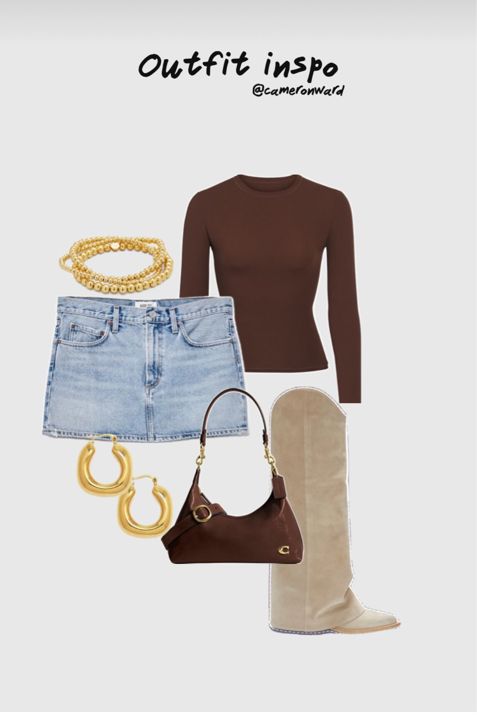 Suede boots, mini skirt, brown long sleeve, brown purse, gold hoops, fall outfit, skirt outfit 

#LTKSeasonal #LTKFindsUnder100 #LTKStyleTip