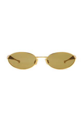 Bottega Veneta Oval Sunglasses in Green | FWRD 