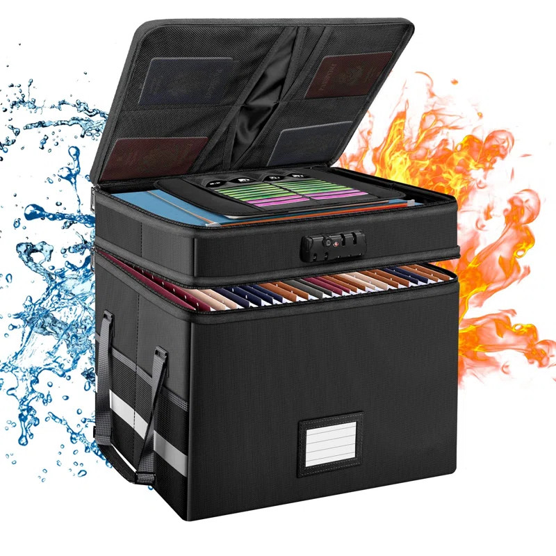 File Box With Lock,Multi-Layer Fireproof Document Box Collapsible File Storage Organizer With Poc... | Wayfair North America