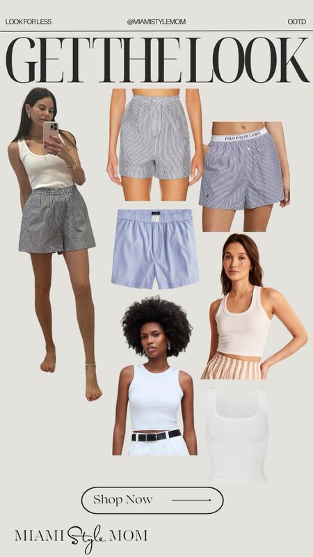 Casual summer ootd!🩵 loving the boxer shorts trend! 

Boxer shorts. White tank. Causal outfit. Causal summer outfit. 

#LTKStyleTip #LTKSeasonal