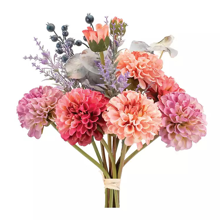 Pink Zinna Mixed Floral Bouquets, Set of 2 | Kirklands