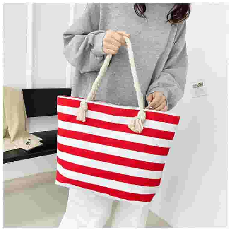 Canvas Tote Bag, Stylish Striped Japanese Literary Style Large Capacity Handbag, Casual Shoulder ... | Walmart (US)