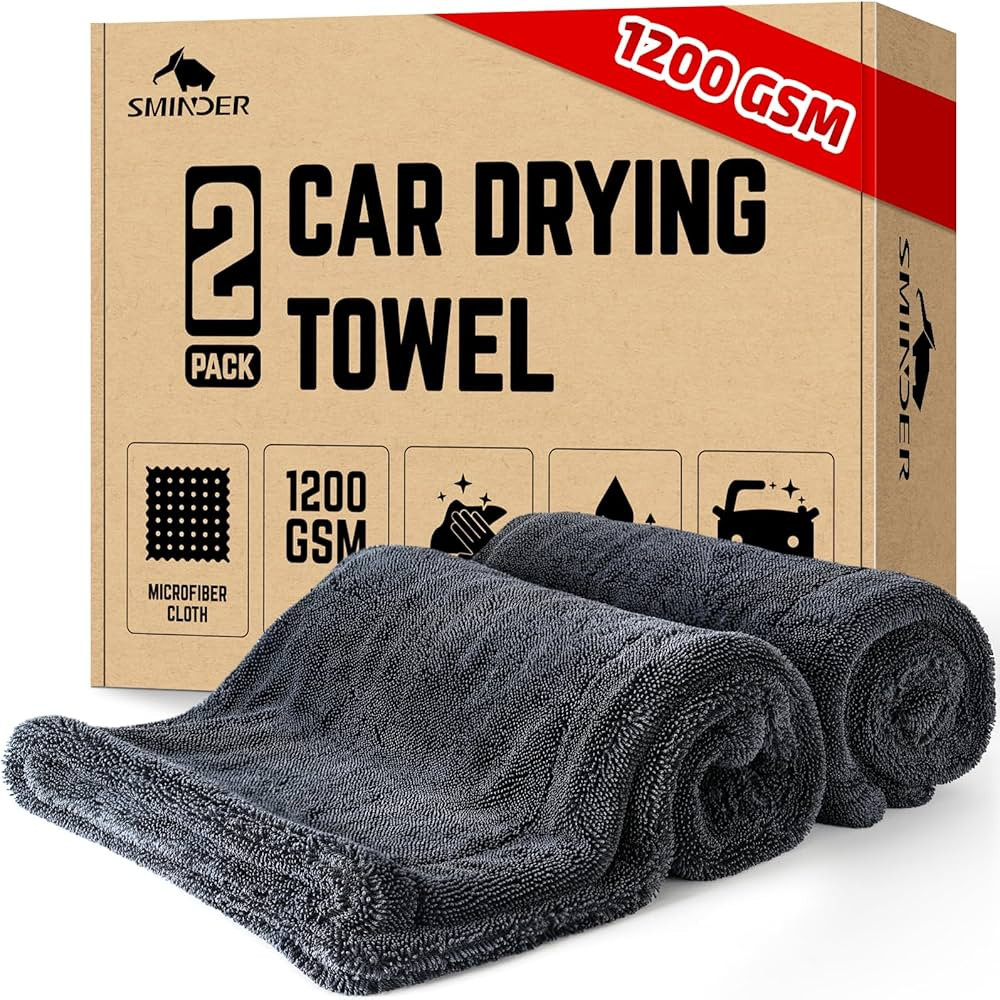 2-Pack 1200 GSM Car Drying Towels – Microfiber Towels for Cars (36" x 24"), Ultra-Absorbent, St... | Amazon (US)