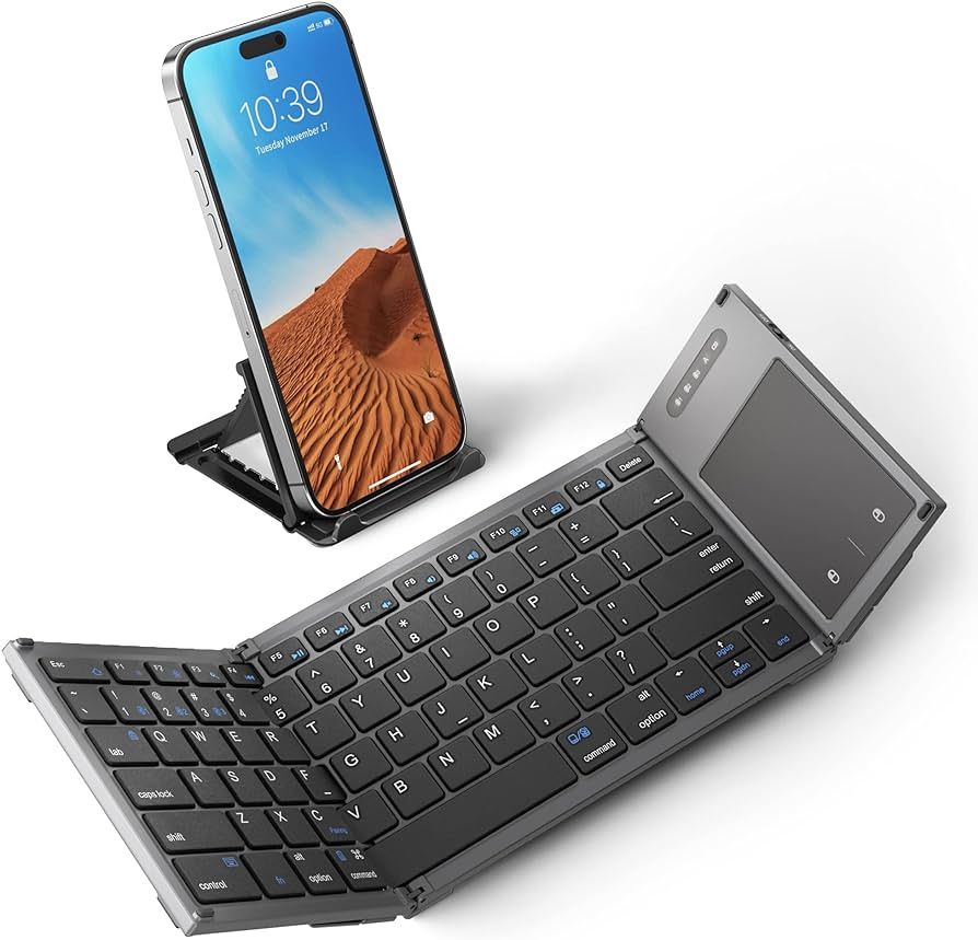 Samsers Foldable Bluetooth Keyboard with Touchpad, Full-Size Wireless Folding Holder, Rechargeabl... | Amazon (US)