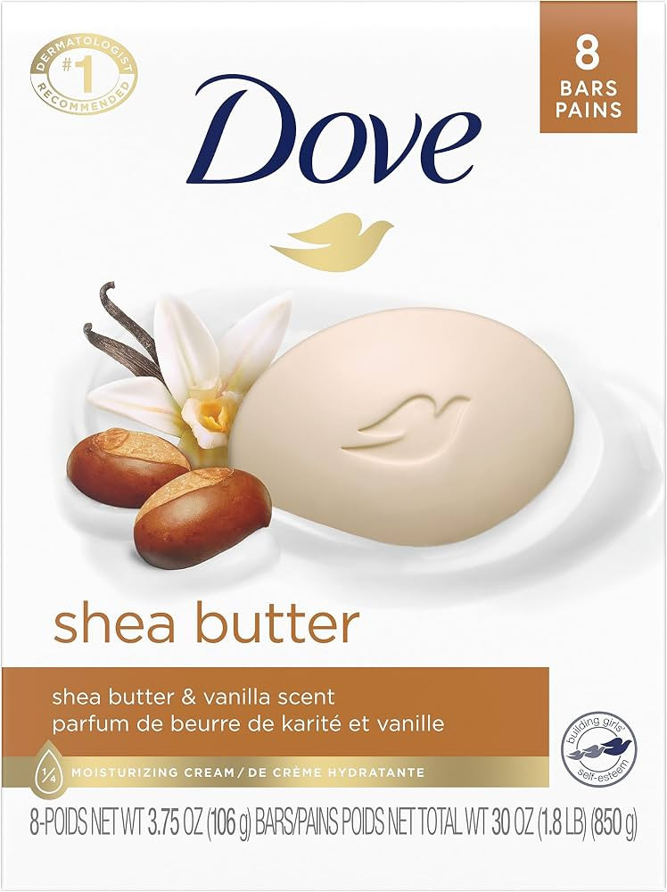 Dove Beauty Bar Gentle Skin Cleanser Shea Butter 8 Bars Moisturizing for Gentle Soft Skin Care Mo... | Amazon (US)