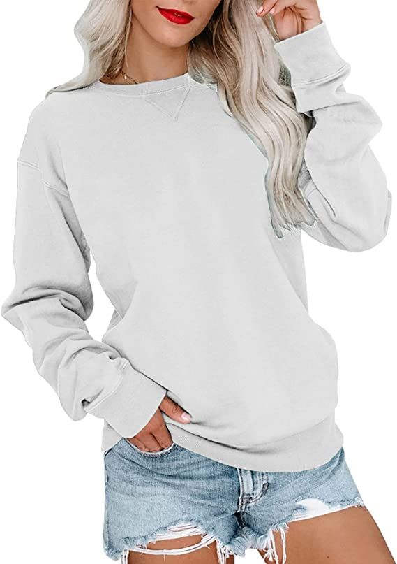 Bingerlily Womens Casual Long Sleeve Sweatshirt Crew Neck Cute Pullover Relaxed Fit Tops | Amazon (US)