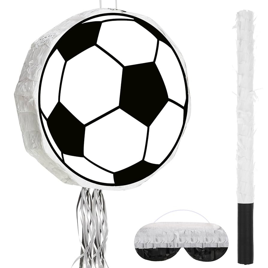 Capoda Soccer Piñata Pull String Piñata Bundle with Tassel Blindfold Bat and Confetti Sports Th... | Amazon (US)