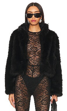 Adrienne Landau Faux Fox Fur Jacket in Black from Revolve.com | Revolve Clothing (Global)