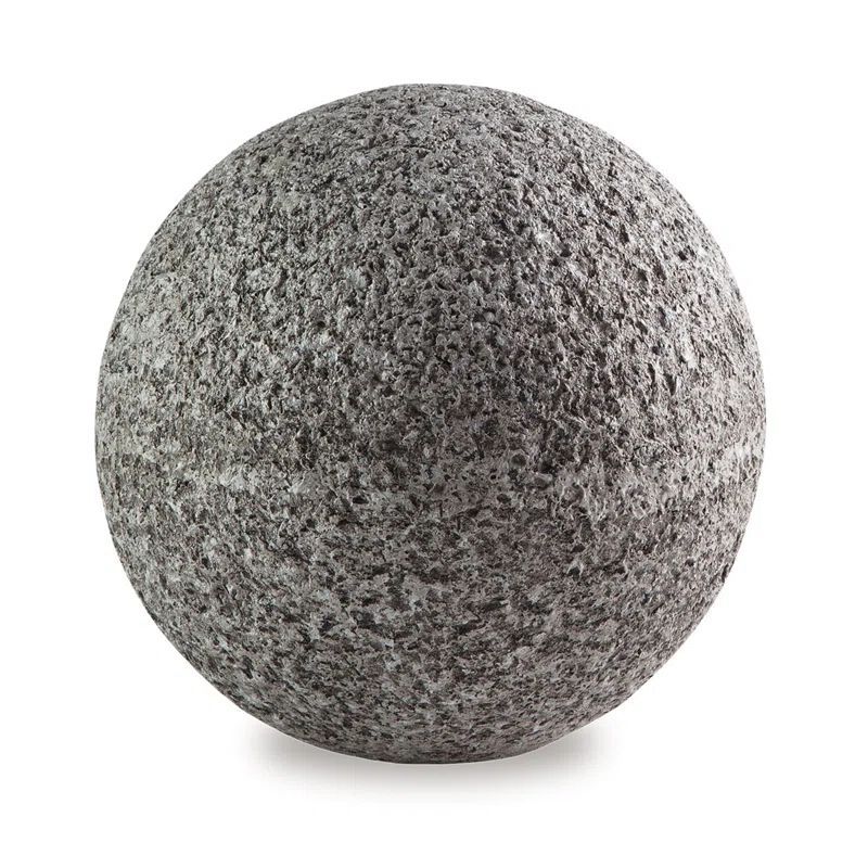 Zean Tabletop Sculpture Set Of 3, Sphere, Gray Faux Cement Look | Wayfair North America