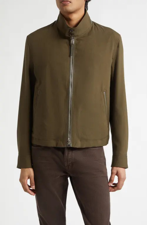 TOM FORD Virgin Wool, Cashmere & Silk Harrington Jacket in Green Wood at Nordstrom, Size 40 Us | Nordstrom