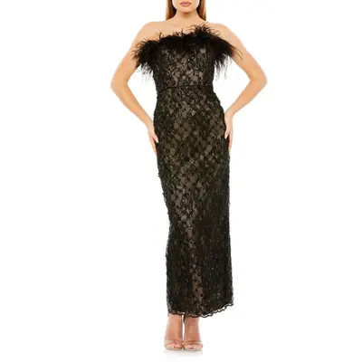 Mac Duggal Embellished Strapless Column Dress in White at Nordstrom, Size 12 | Nordstrom