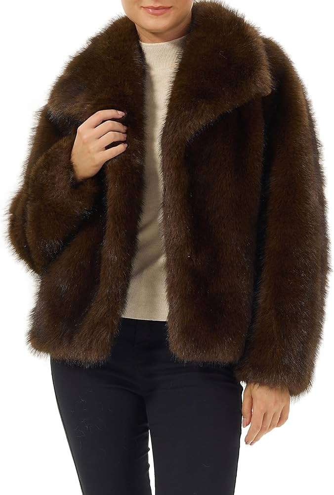Women's Faux Fur Jacket Leopard Print Coats Fall Winter Warm Lapel Cardigan Fluffy Faux Fur Coat ... | Amazon (US)