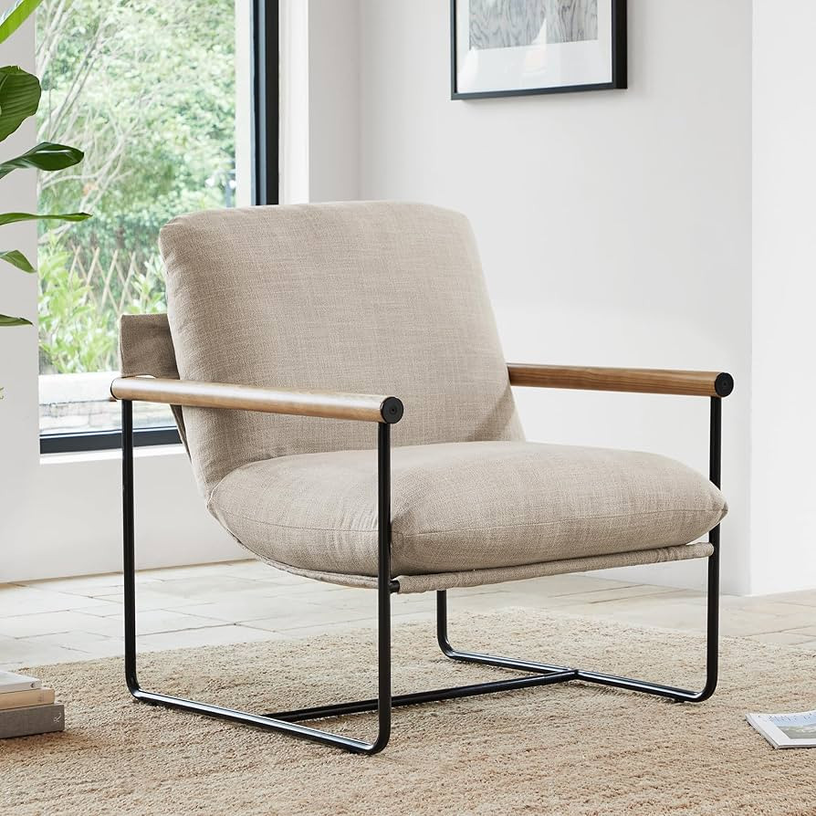 KISLOT Modern Living Room Wood-Metal Frame Accent Chair, 30''W, Performance Effie Flax | Amazon (US)