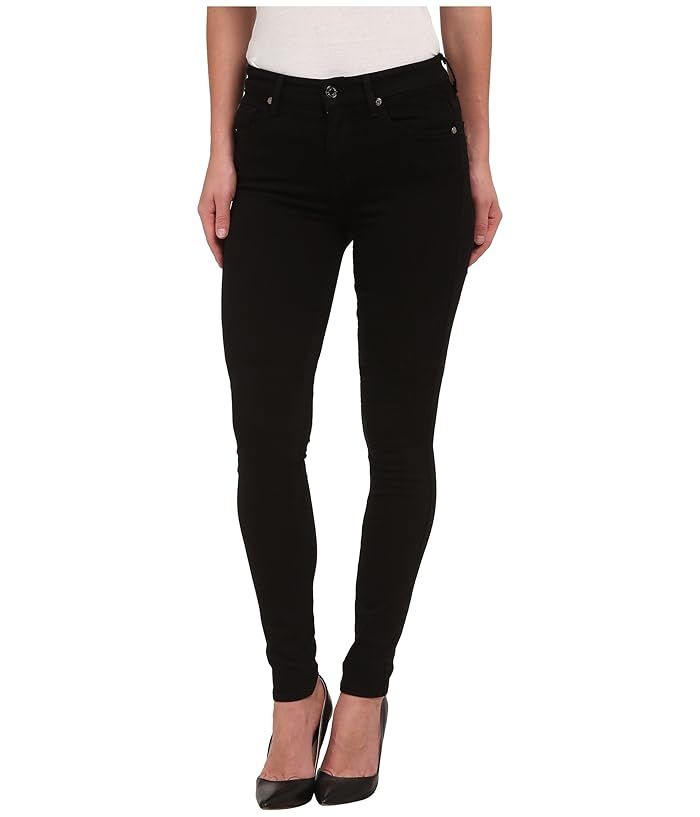 7 For All Mankind The Highwaist Skinny w/ Contour Waistband in Slim Illusion Luxe Black (Slim Illusi | Zappos