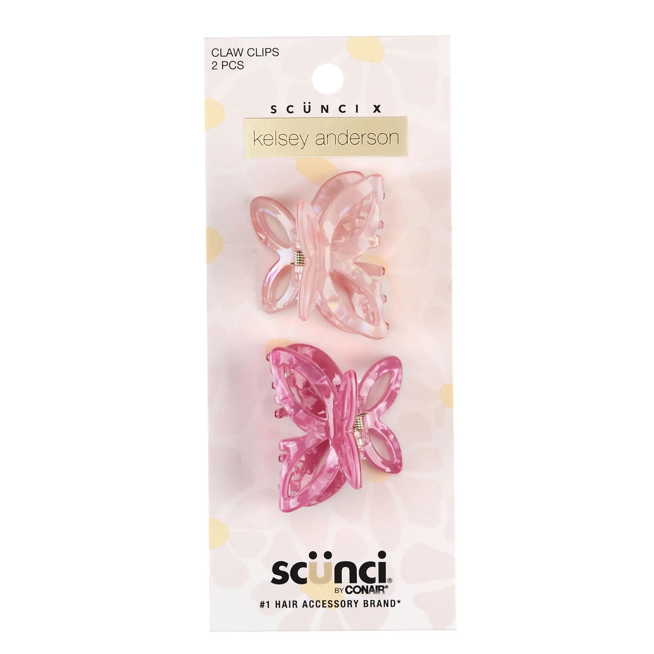 Scunci x Kelsey Anderson Acrylic Butterfly-Shaped Claw Clips, Pink, 2 count | Walmart (US)
