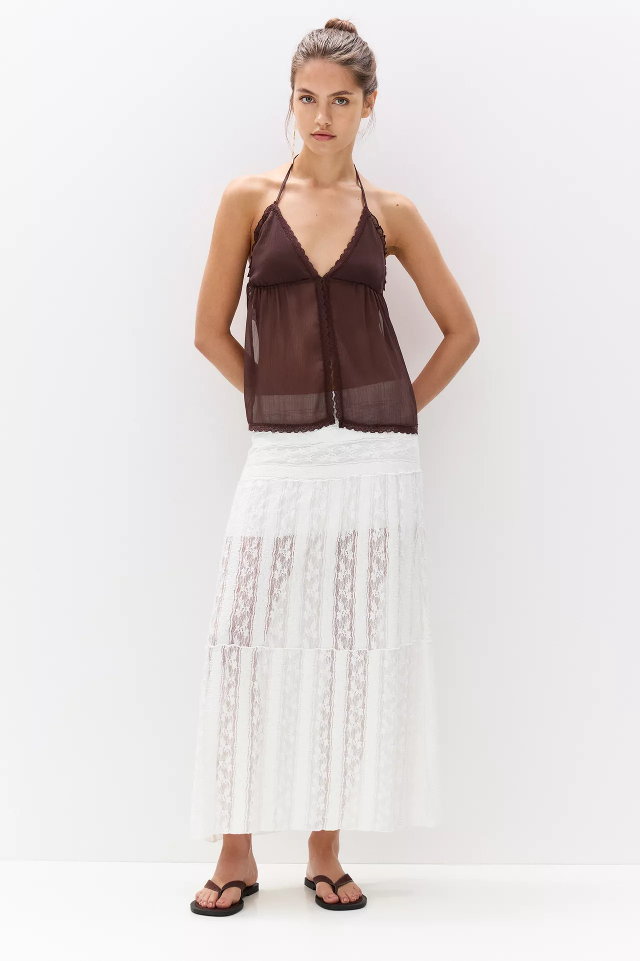 Lace midi skirt | PULL and BEAR UK