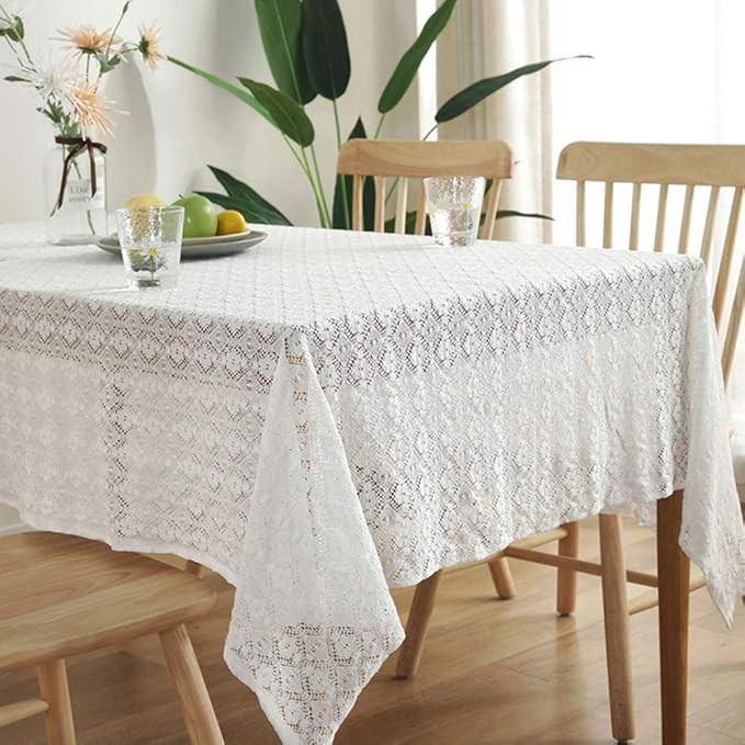 Amzali Classic Collection Cotton Crochet Lace Tablecloth Dust-Proof Table Cover for Buffet Table,... | Amazon (US)