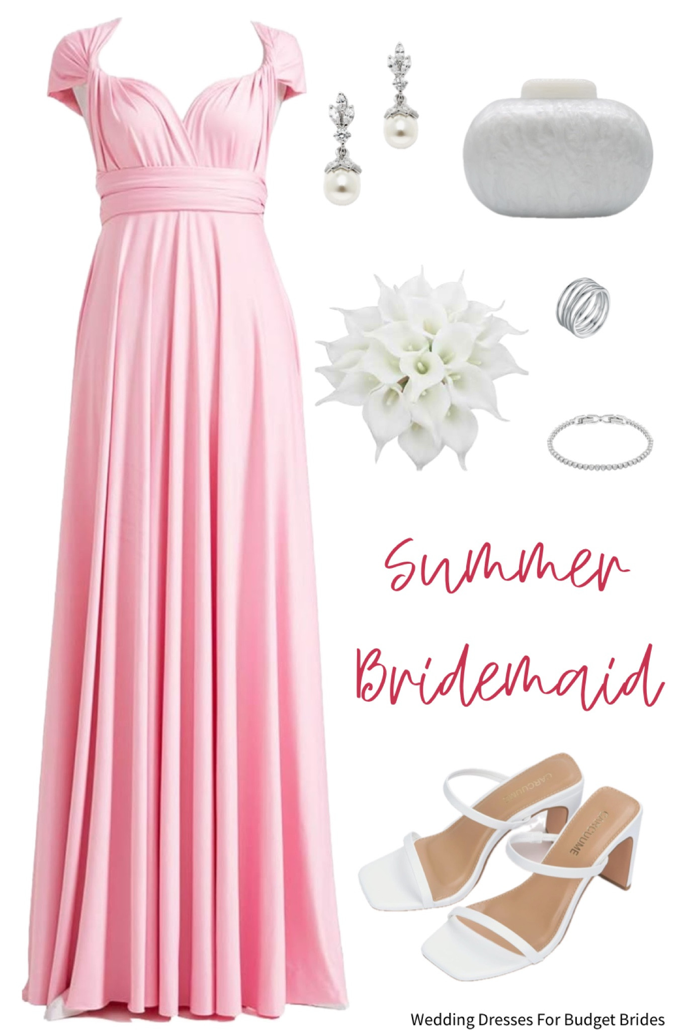 Love this versatile, convertible long bridesmaid dress. Style with silver and white accessories for a summer wedding. Other dress colors available, bump and plus size friendly. 

#longweddingguestdresses #pinkbridesmaiddresses #amazondresses #pregnantbridesmaiddresses #destinationwedding 

#LTKBump #LTKWedding #LTKPlusSize