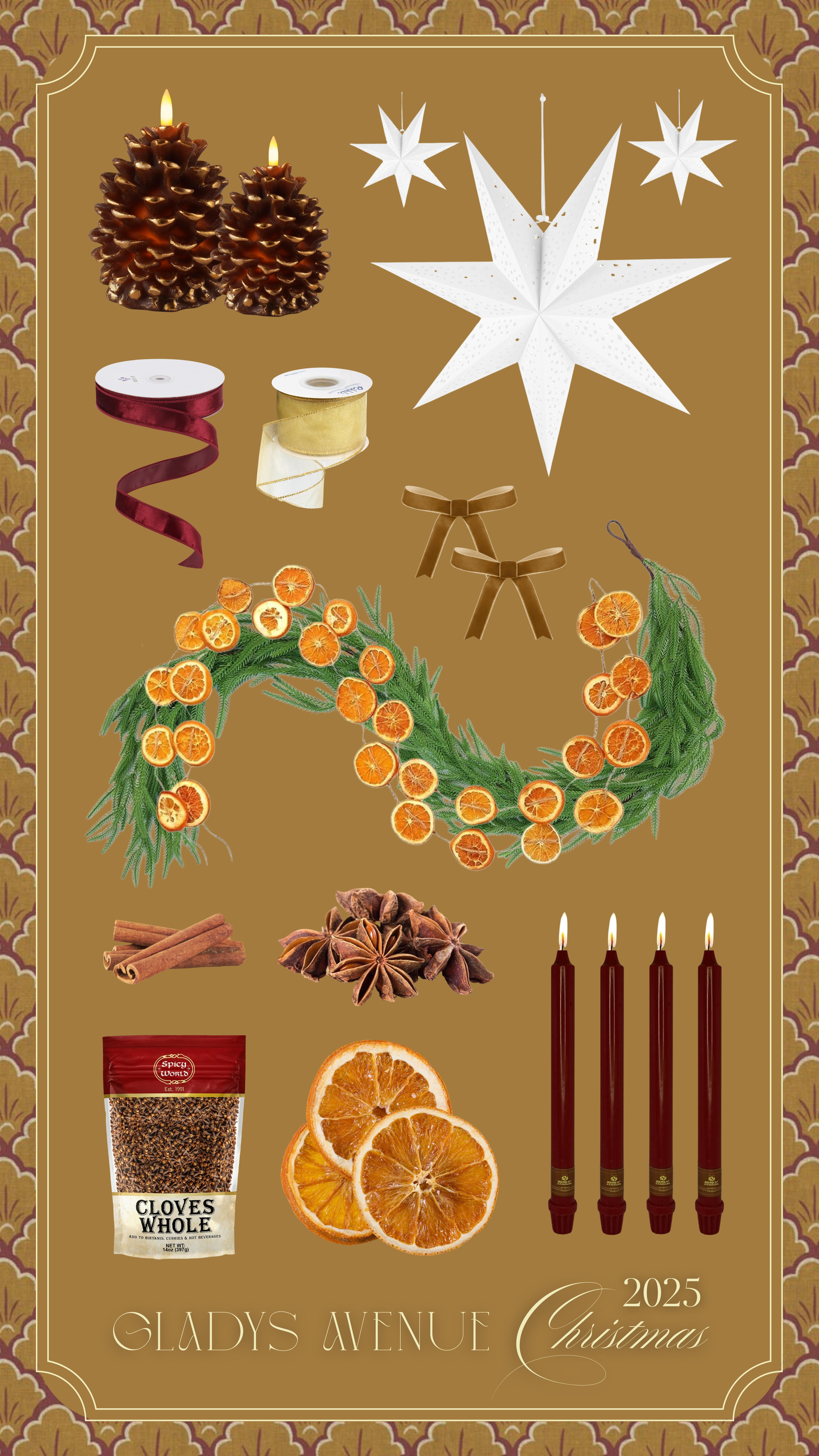 English country Christmas, the natural way. Dried orange garlands, ribbons, pinecones, and candlelight. Mix cloves, star anise, and cinnamon for a warm homemade potpourri. These cozy Amazon favorites bring festive warmth and a handmade feel to your holiday decorating. 

 #LTKGiftGuide #LTKHoliday #LTKSeasonal