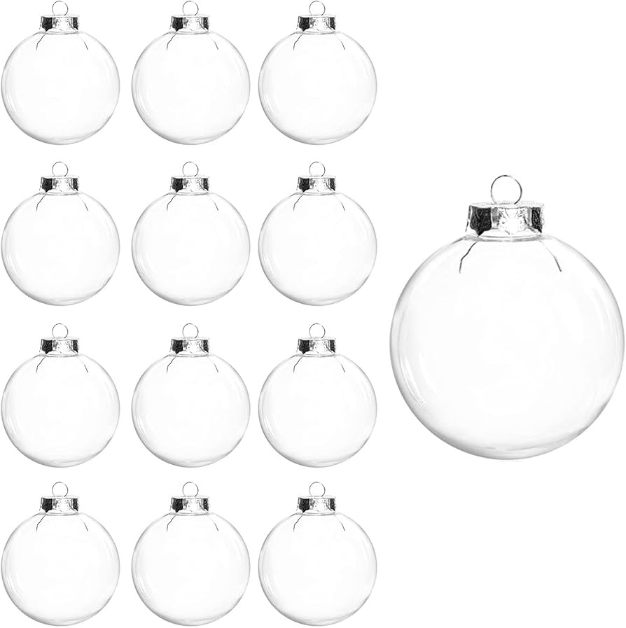 12 Pcs DIY Clear Plastic Fillable Balls Ornament, 2.36Inch Christmas Balls for Christmas, Hallowe... | Amazon (US)