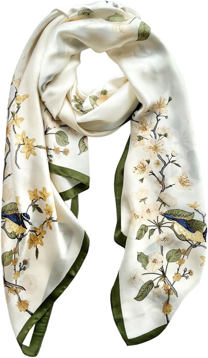 Long Silk Like Scarf Lightweight Satin Scarves Large Sunscreen Shawl Wrap for Women | Amazon (US)