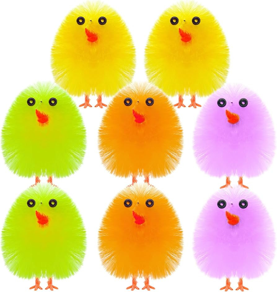 PLULON 8 Pcs Mini Chicks Easter Chickens Colorful Easter Chicks Fluffy Baby Chick Easter Chenille... | Amazon (US)