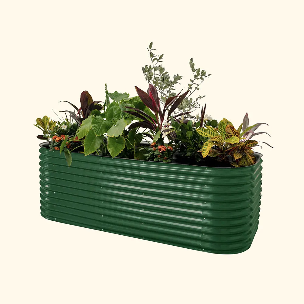 Vego Garden 85-cu ft 48-in W x 96-in L x 32-in H British Green Metal Raised Garden Bed Rubber Large | VB10N132BG | Lowe's