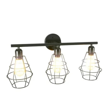 Gymax 3-light Industrial Bathroom Vanity Cage Light Vintage Wall Lamp Sconces Hallway | Walmart (US)