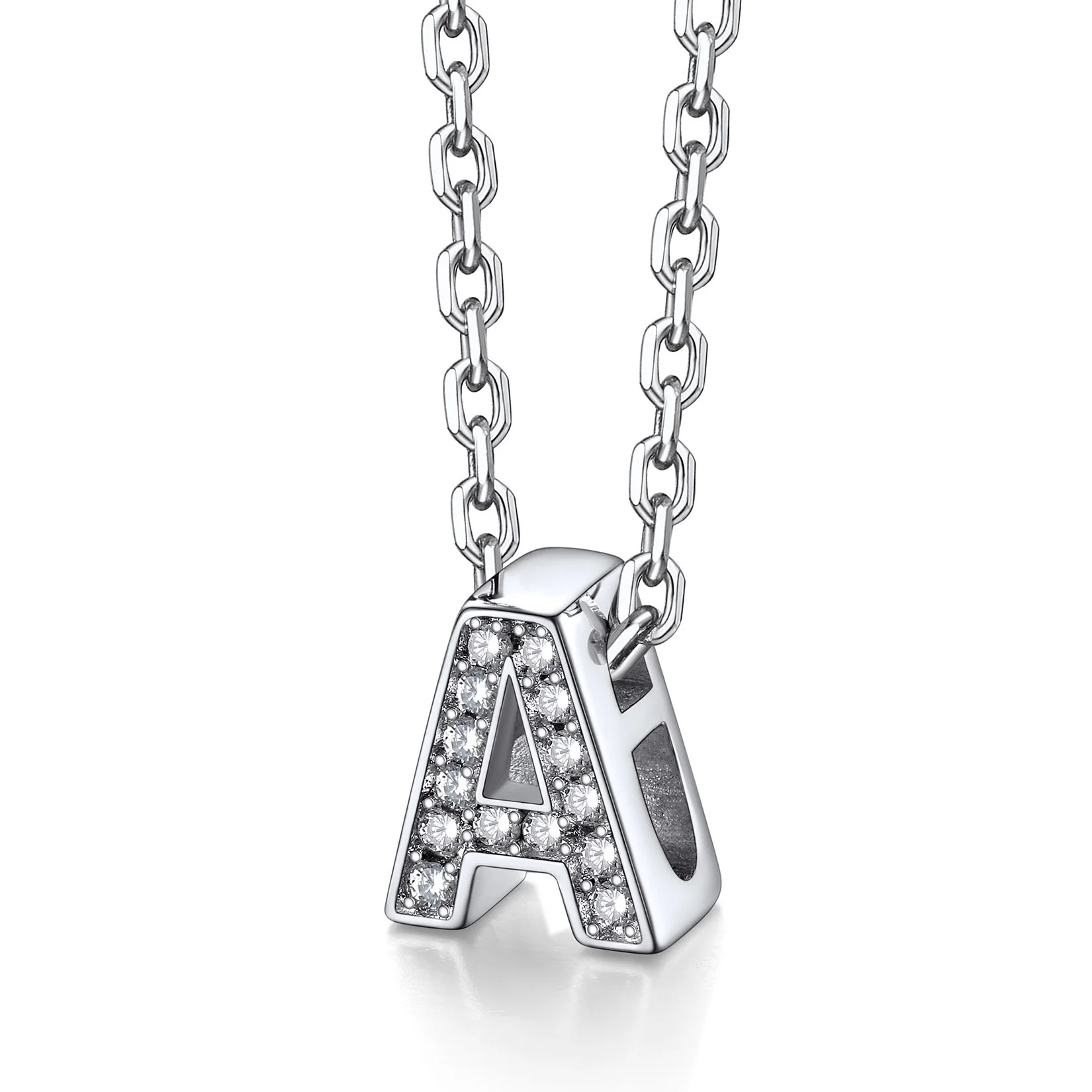 Silvora Women Sterling Silver Initial Necklace with Sparking Cubic Zirconia, Letter A Pendant Nec... | Walmart (US)