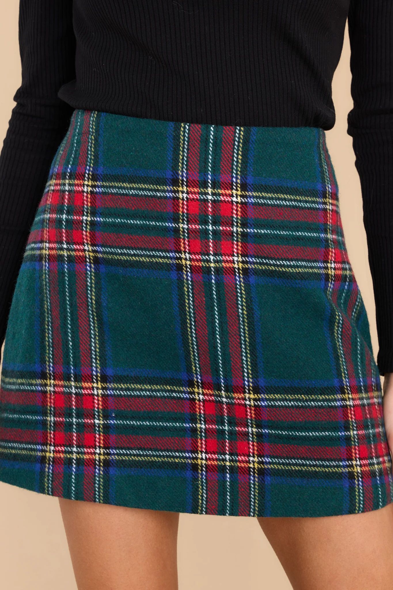 Taking The Reins Green Plaid Skirt | Red Dress 