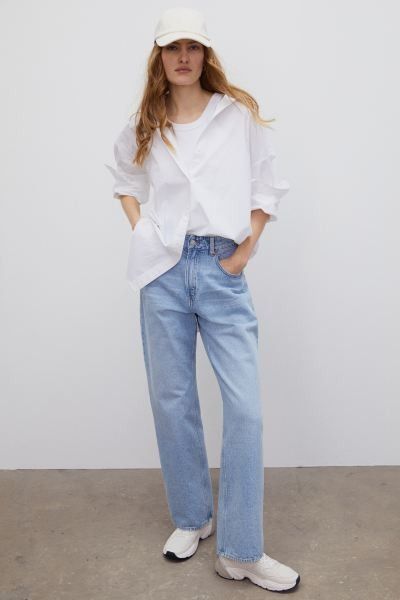 Loose Straight High Jeans Blue Jeans Outfit Spring Jeans Pants Spring Outfits HM Outfit | H&M (US + CA)
