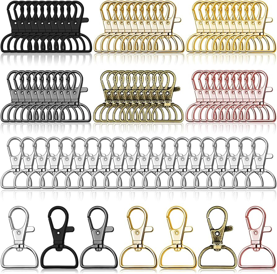 Swivel Clasp Hooks, Anezus 80Pcs Key Chain Clip Hooks, D Ring Clip Lanyard Hardware for Keychain ... | Amazon (US)