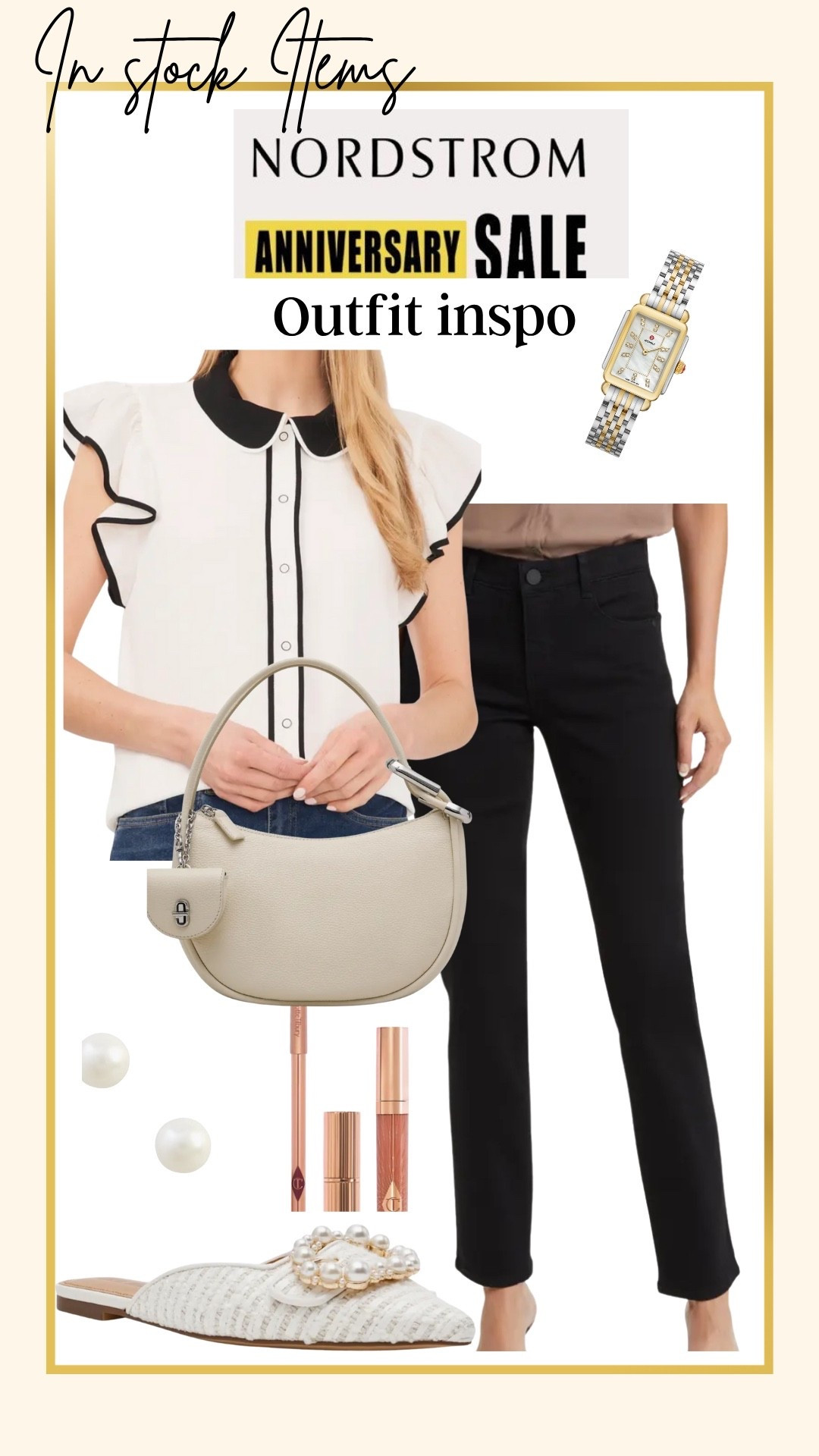 🚨Sale
Nordstrom Anniversary Sale 
In stock items you’ll love…
Some of which I ordered as well!

This cute ruffle sleeved short sleeve blouse $49

Wit and wisdom straight leg jean under $50 tts

Pearl earring 

Cute crescent shape bag

Steve Madden tweed pearl slide 

Charlotte tilbury lip kit 
Pillow talk lipstick, liner and gloss

Michelle watch 


#LTKStyleTip #LTKFindsUnder100 #LTKSaleAlert