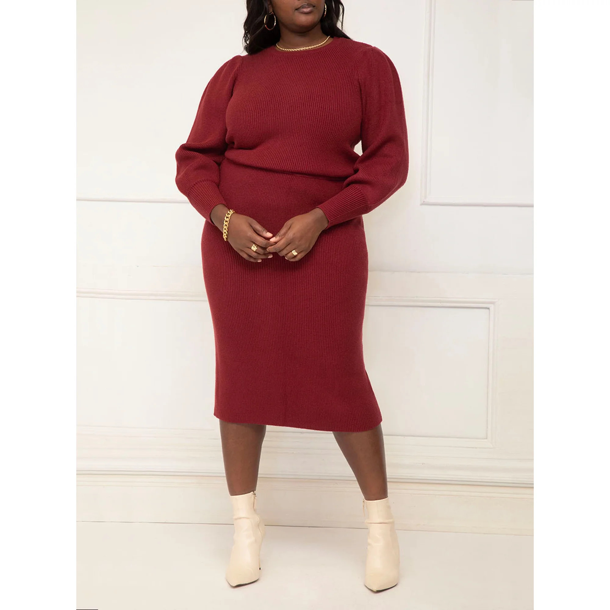 ELOQUII Elements Women's Plus Pencil Sweater Skirt | Walmart (US)