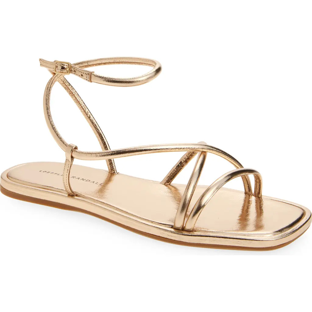 Loeffler Randall Noor Ankle Strap Metallic Sandal in Champagne at Nordstrom, Size 5.5 | Nordstrom