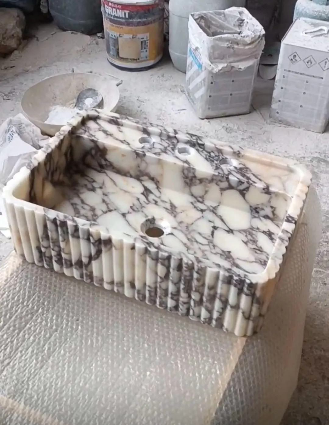 Custom Size Handcarved Calacatta Viola Marble Sink – A Luxurious Vessel Sink Ideal for Bathroom... | Etsy (US)