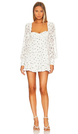 Donna Long Sleeve Mini Dress in White | Revolve Clothing (Global)