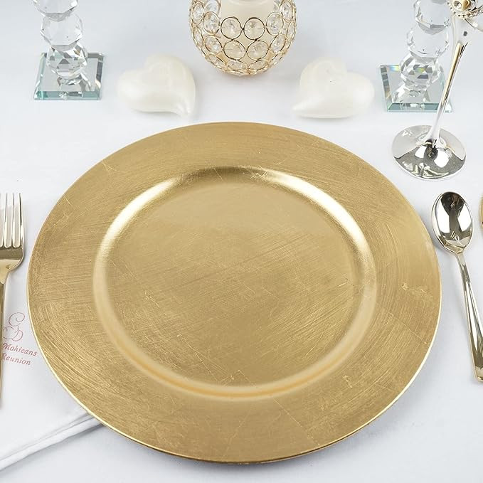 TABLECLOTHSFACTORY 6 pcs 13" Gold Round Charger Plates for Tabletop Decor | Amazon (US)
