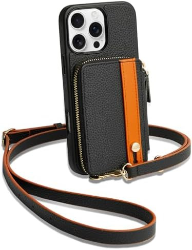 LAMEEKU Compatible with iPhone 16 Pro Max Wallet Case with Credit Card Holder, Leather Crossbody ... | Amazon (US)