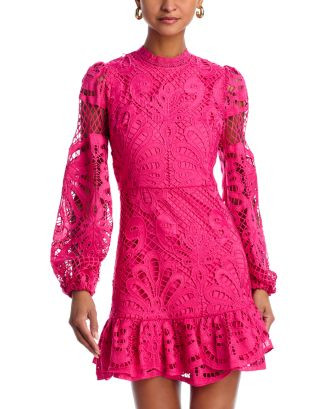 AQUA Long Sleeve Lace Dress - Exclusive  | Bloomingdale's Women | Bloomingdale's (US)