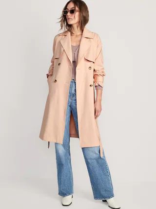 Double-Breasted Tie-Belt Trench Coat for Women | Old Navy (US)