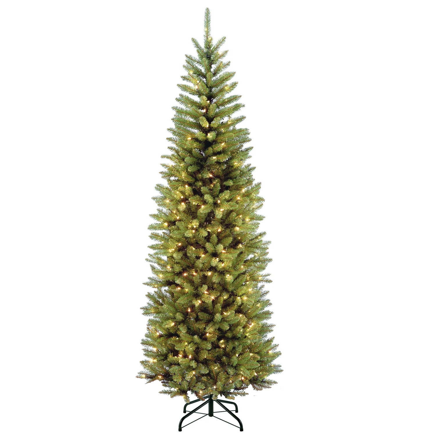National Tree Company Artificial Pre-Lit Slim Christmas Tree, Green, Kingswood Fir, Clear Lights,... | Walmart (US)