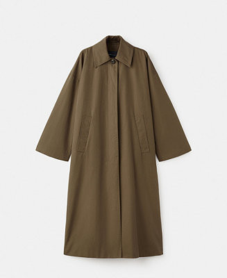 Women's Concealed Buttons Long Cotton Trench Coat | Macy's