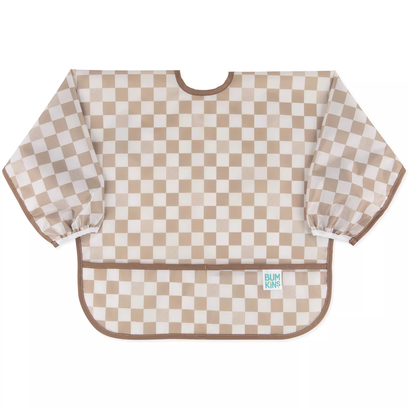 Bumkins Neutral Check Sleeved Bib, Beige | Kohl's