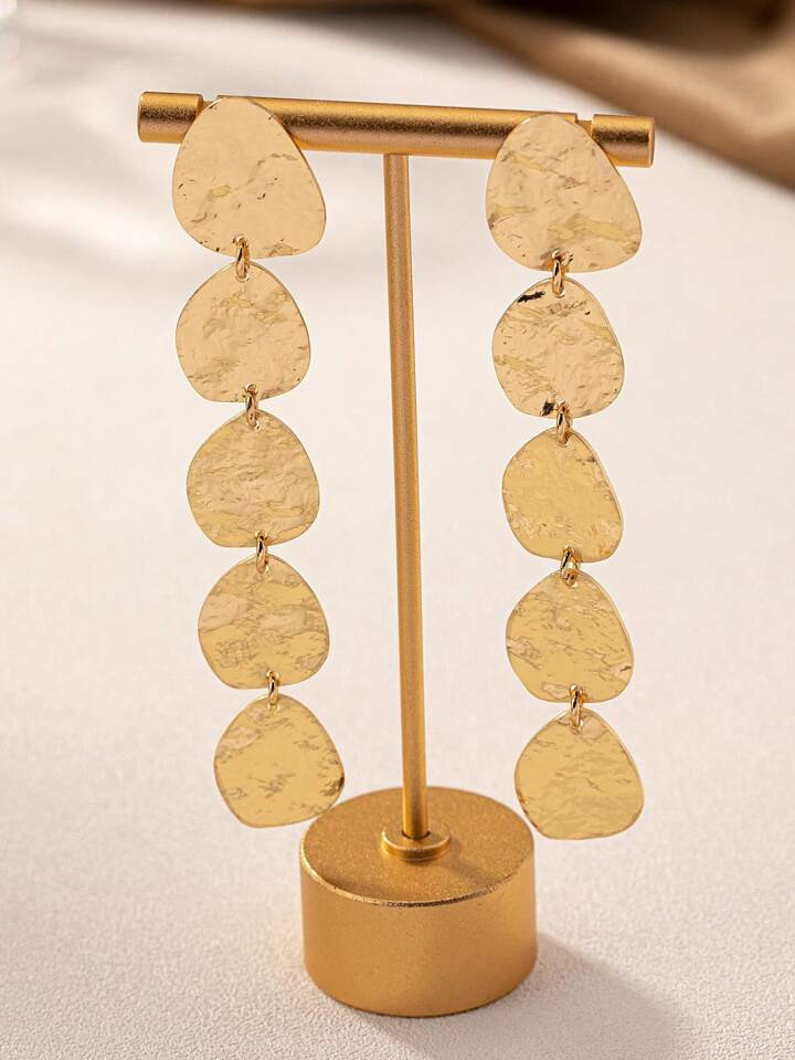 1pair Elegant, Trendy, And Personalized Minimalist Asymmetrical Earrings, With Classic Groove Pat... | SHEIN