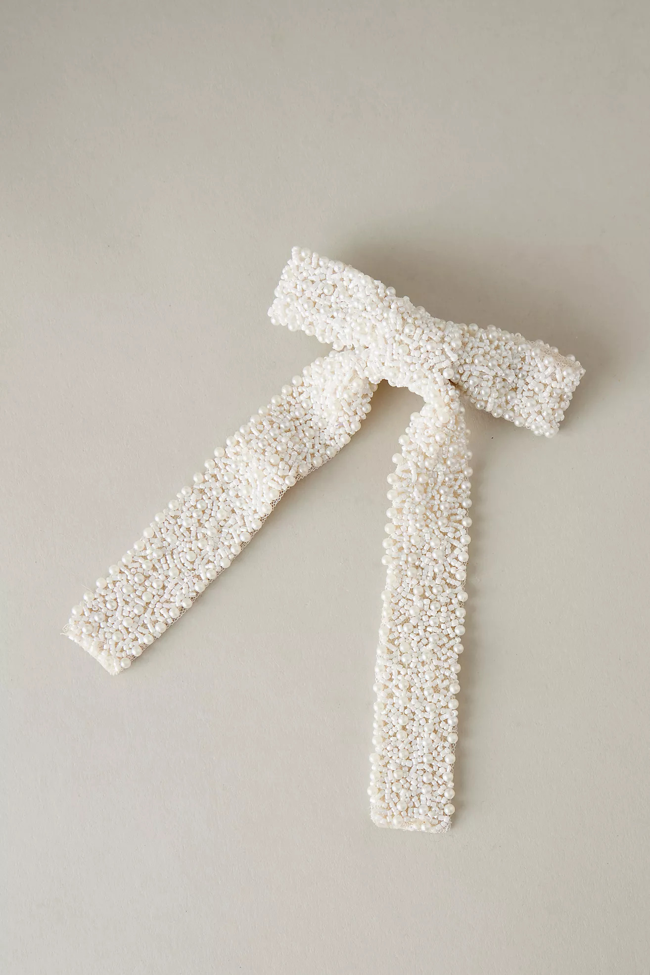 Pearl-Embellished Bow Barrette Hair Clip | Anthropologie (UK)