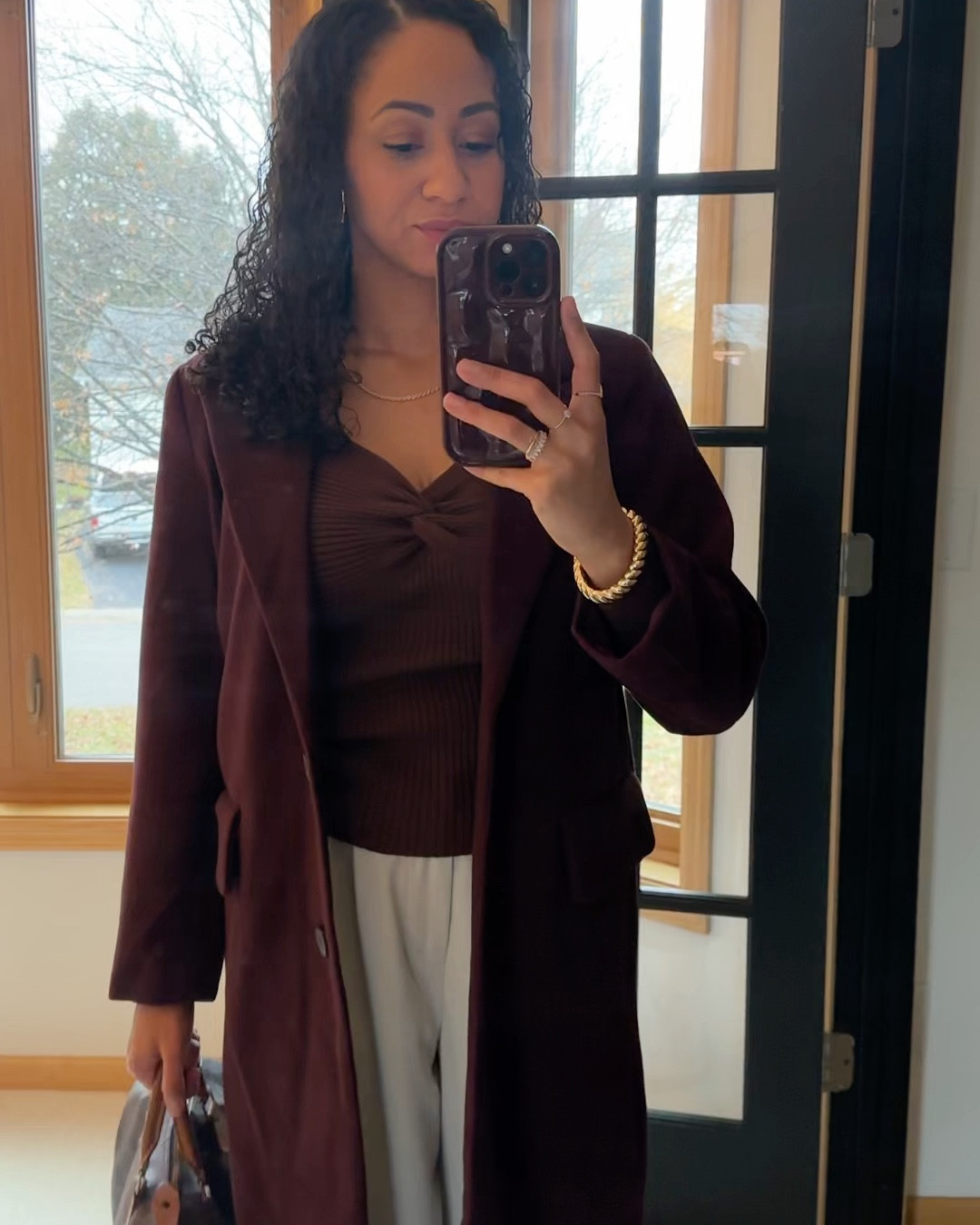 Our toddler normally wakes up at 6am, but thanks to daylight savings, she woke up at 5am which is actually 4am 😅😅. I don’t know how they know 😵‍💫. Thankful for my husband who got up with her so I could sleep in. He’s amazing 😍.

After I woke up, we got ready and went to church. It was a cold, rainy/drizzly day, so this burgundy coat was perfect to stay warm in. I love these pants so much too. So comfy you can dress them up or down.

If you haven’t noticed by now, I’ve become all about comfort as I’ve gotten older. It’s so true what they say! However, while comfy, it still has to be cute! 



#LTKWorkwear #LTKStyleTip #LTKFindsUnder100